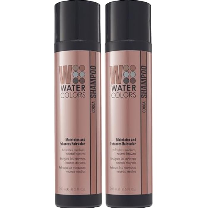 Watercolors by Tressa 3-in-1 Color Depositing Shampoo, Semi Permanent Hair Color, Hair Dye Shampoo for Curly, Dry, and Normal Hair, 8 fl oz - COCOA (2 Count) - Image 1