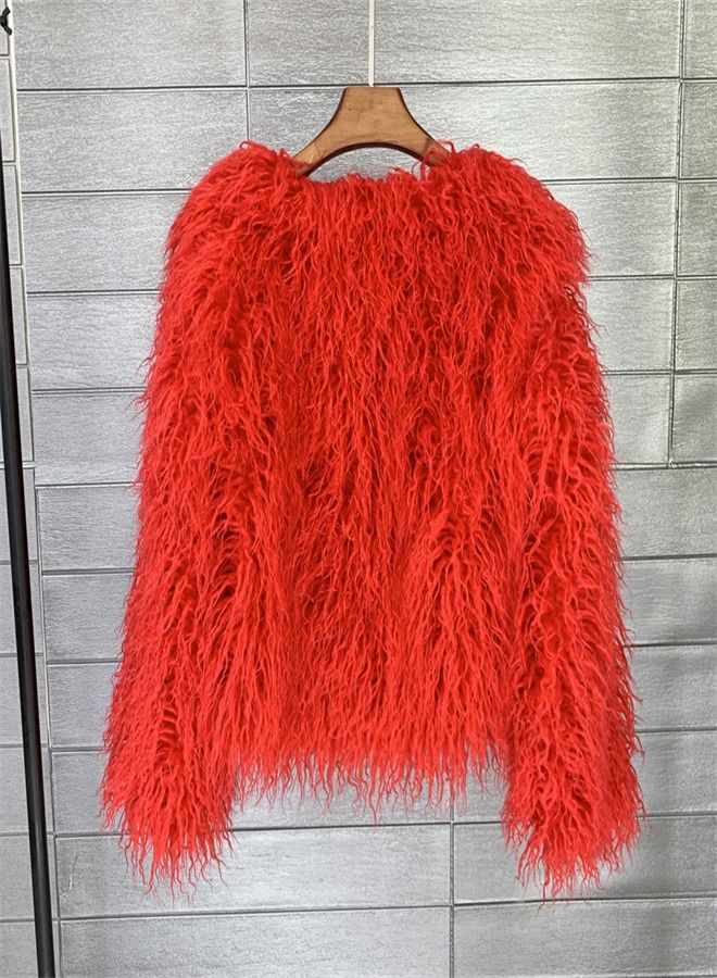 Loquat Women's Clothing Korean Version Solid Color Short Coat Red  - Image 2