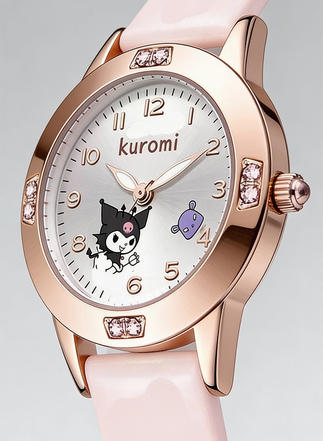 Sanrio Cartoon Sanrio Kuromi Pattern Kids Watch Children Cartoon Quartz Watches Including Cute Cat Pattern Watches Leather Quartz Watches for Gift - Image 3