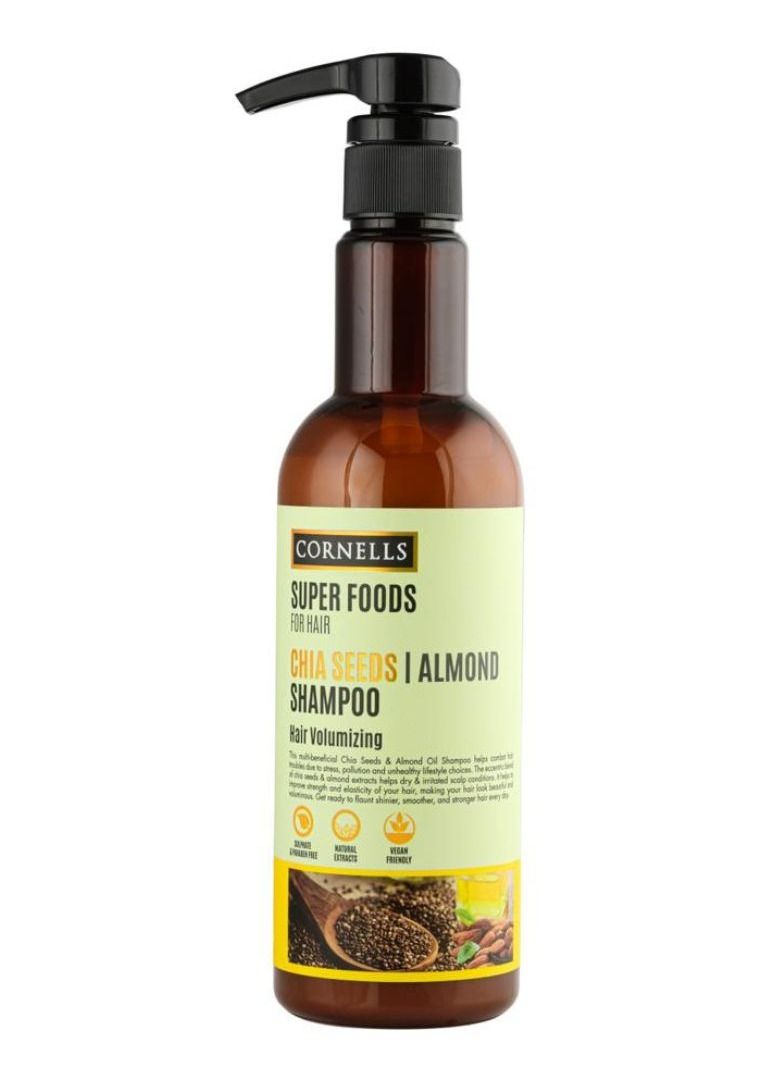 CORNELLS Super Foods For Hair Chia Seeds Almond Shampoo Hair Volumizing Sulfate And Paraben Free 500ml - Image 1
