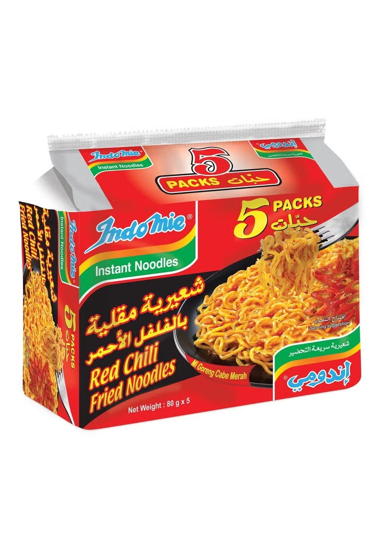 إندومي نودلز إندومي سريعة التحضير بالفلفل الأحمر الحار – 5 عبوات (80 جرام × 4) مع مسحوق التوابل والصلصة - Image 1
