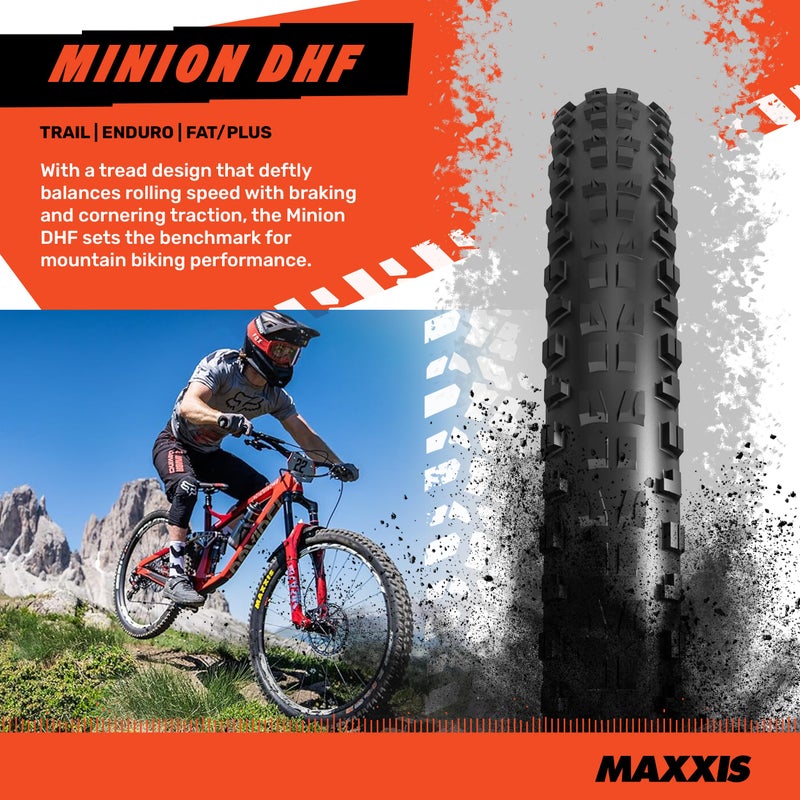 MAXXIS Minion DHF - 27.5x2.50WT - EXO, E25 | Dual Compound EXO - E25 Rating, Tubeless | Gold Standard of Gravity Focused Tread - Image 2