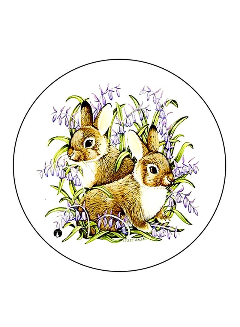 RKN Rabbits Printed Large Round Pin Badge Multicolour - Image 1