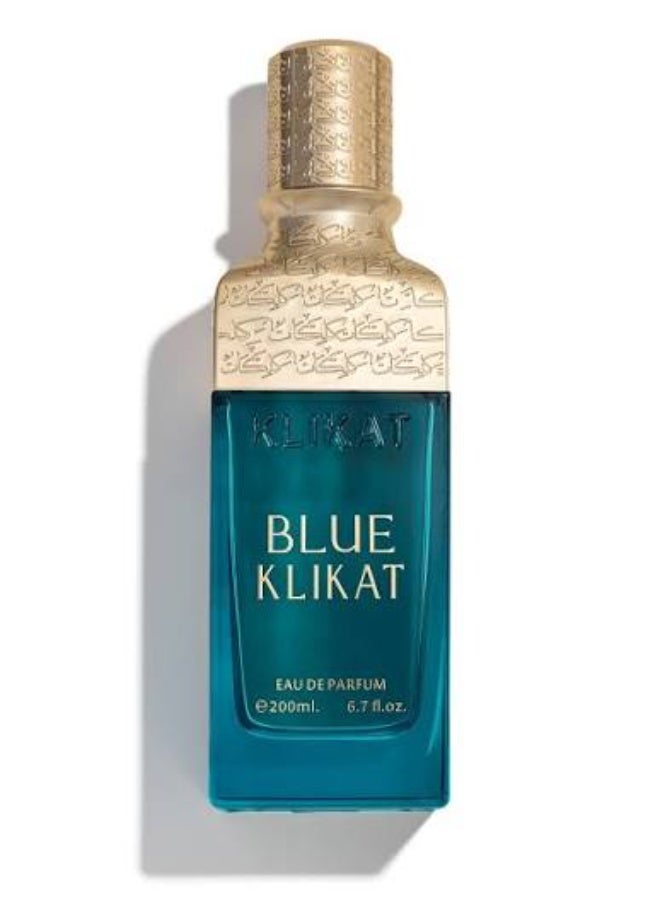 عطر "كليكات بلو" (Klikat Blue) من العز للعود - أو دو بارفان للجنسين - عطر صيفي منعش بنفحات الكمثرى واليوسفي والبرغموت وزهر البرتقال وخشب الصندل والمسك - 200 مل