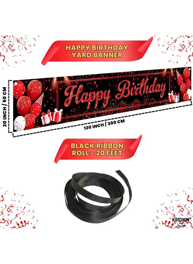 KATCHON Red And Black Happy Birthday Yard Banner Xtralarge 120X20 Inch ; Happy Birthday Yard Signs ; Red And Black Party Decorations ; Red And Black Birthday Banner For Happy Birthday Decorations  - Image 5