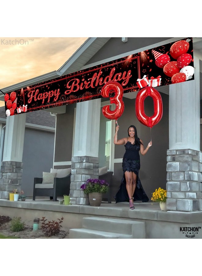 KATCHON Red And Black Happy Birthday Yard Banner Xtralarge 120X20 Inch ; Happy Birthday Yard Signs ; Red And Black Party Decorations ; Red And Black Birthday Banner For Happy Birthday Decorations  - Image 4