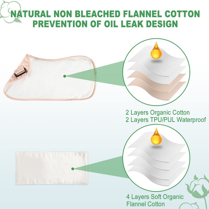 DEROWN Castor Oil Pack, DEROWN Castor Oil Packs Wrap, Less Mess, Made of Organic Cotton Flannel & Waterproof PUL, Reusable Massage Castor Oil Pack Kit with Anti Oil Leak Design (Oil Not Included) - Image 4