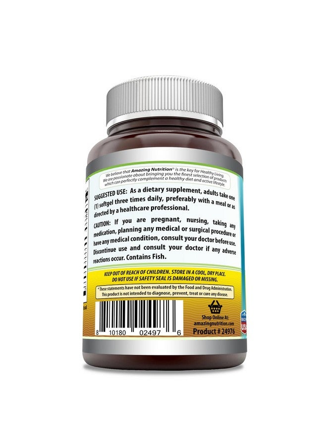أميزينغ نيوترشن مكمل أوميجا 3.6.9 المذهل | 1200 مجم لكل وجبة | 250 كبسولة هلامية | بدون نكهة | غير معدلة وراثيًا | خالٍ من الجلوتين | صنع في الولايات المتحدة الأمريكية - Image 3