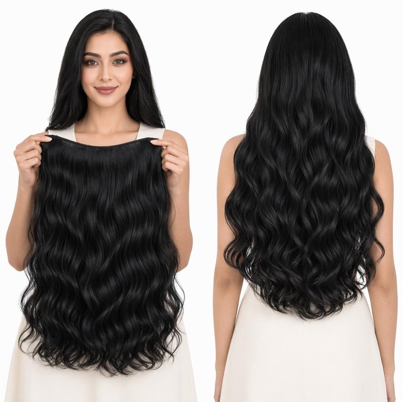 Seamless U-Shaped Wavy One-Piece Hair Extension with 5 Clips - Image 5