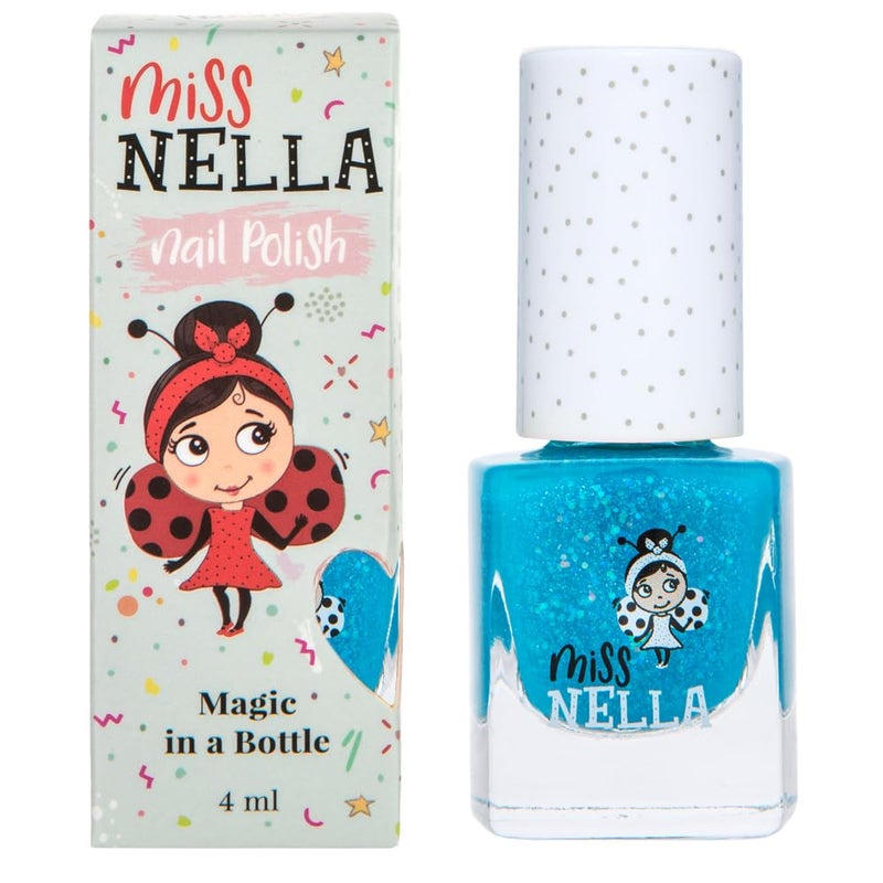 Miss NELLA MISS NELLA UNDER THE SEA  Safe Special Blue Glitter Nail Polish for Kids NonToxic  Odor Free Formula for Children and Toddlers Natural Water Based for Easy Peel Off
