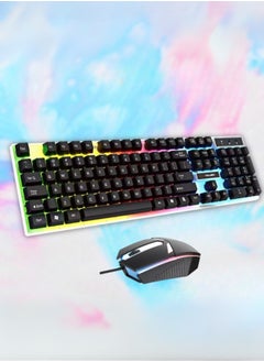 MIKUSO Wired RGB Gaming Keyboard & Mouse Combo – 104 Keys Mechanical Feel, Floating Keycaps, 8000 DPI Ultralight Mouse, Ergonomic Design, Ideal for PC Gamers & Typists  - Image 1