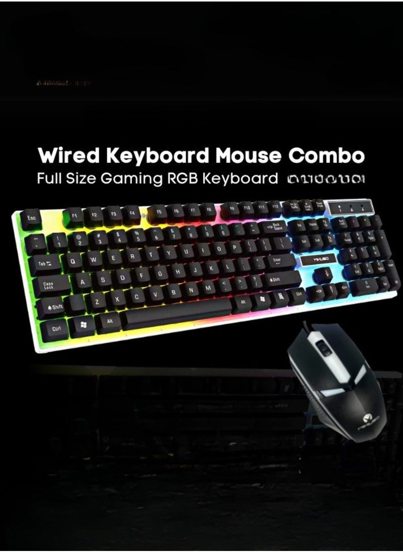 MIKUSO Wired RGB Gaming Keyboard & Mouse Combo – 104 Keys Mechanical Feel, Floating Keycaps, 8000 DPI Ultralight Mouse, Ergonomic Design, Ideal for PC Gamers & Typists  - Image 2