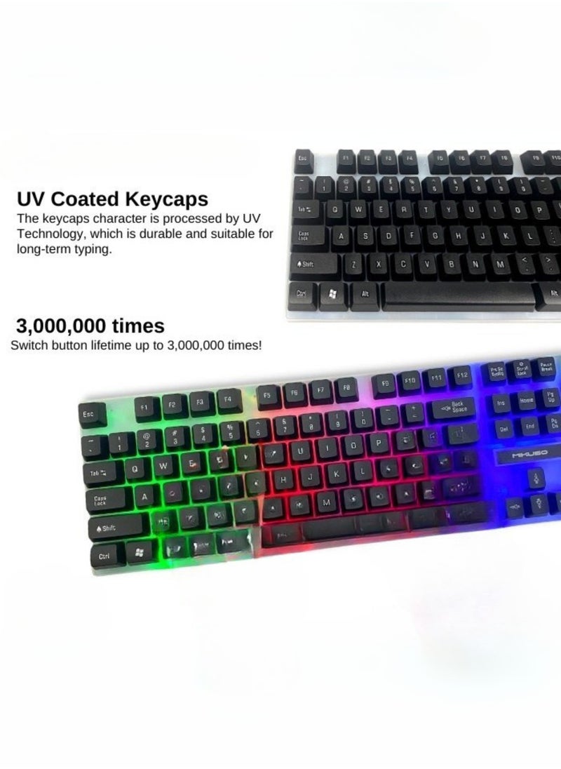 MIKUSO Wired RGB Gaming Keyboard & Mouse Combo – 104 Keys Mechanical Feel, Floating Keycaps, 8000 DPI Ultralight Mouse, Ergonomic Design, Ideal for PC Gamers & Typists  - Image 3