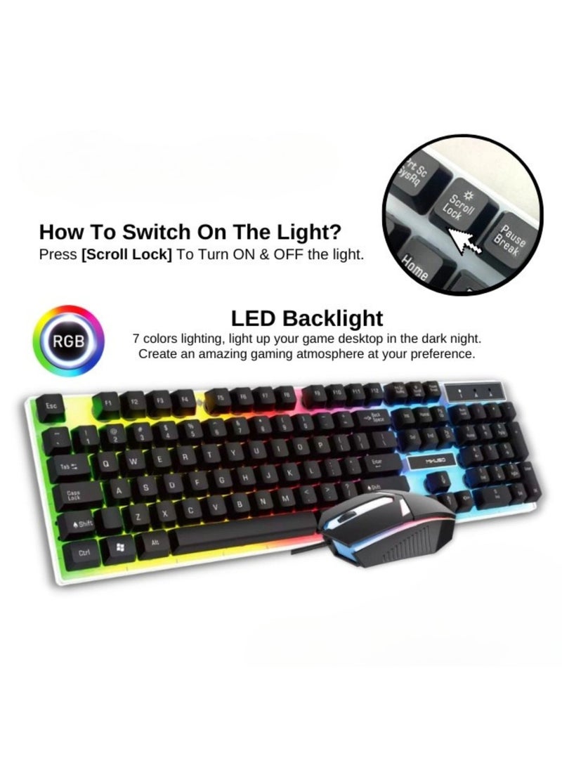 MIKUSO Wired RGB Gaming Keyboard & Mouse Combo – 104 Keys Mechanical Feel, Floating Keycaps, 8000 DPI Ultralight Mouse, Ergonomic Design, Ideal for PC Gamers & Typists  - Image 5