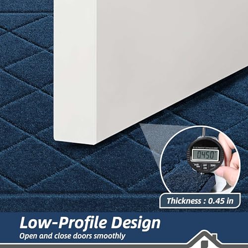 BEQHAUSE Dirt Trapper Door Mat 24" x 36", Doormat Non-Slip Entryway Rugs Washable, Dog Door Mat Stain Resistant and Absorbent Welcome Floor Mat for Front Back Door, Muddy Wet Shoes & Paws, Navy Blue - Image 4