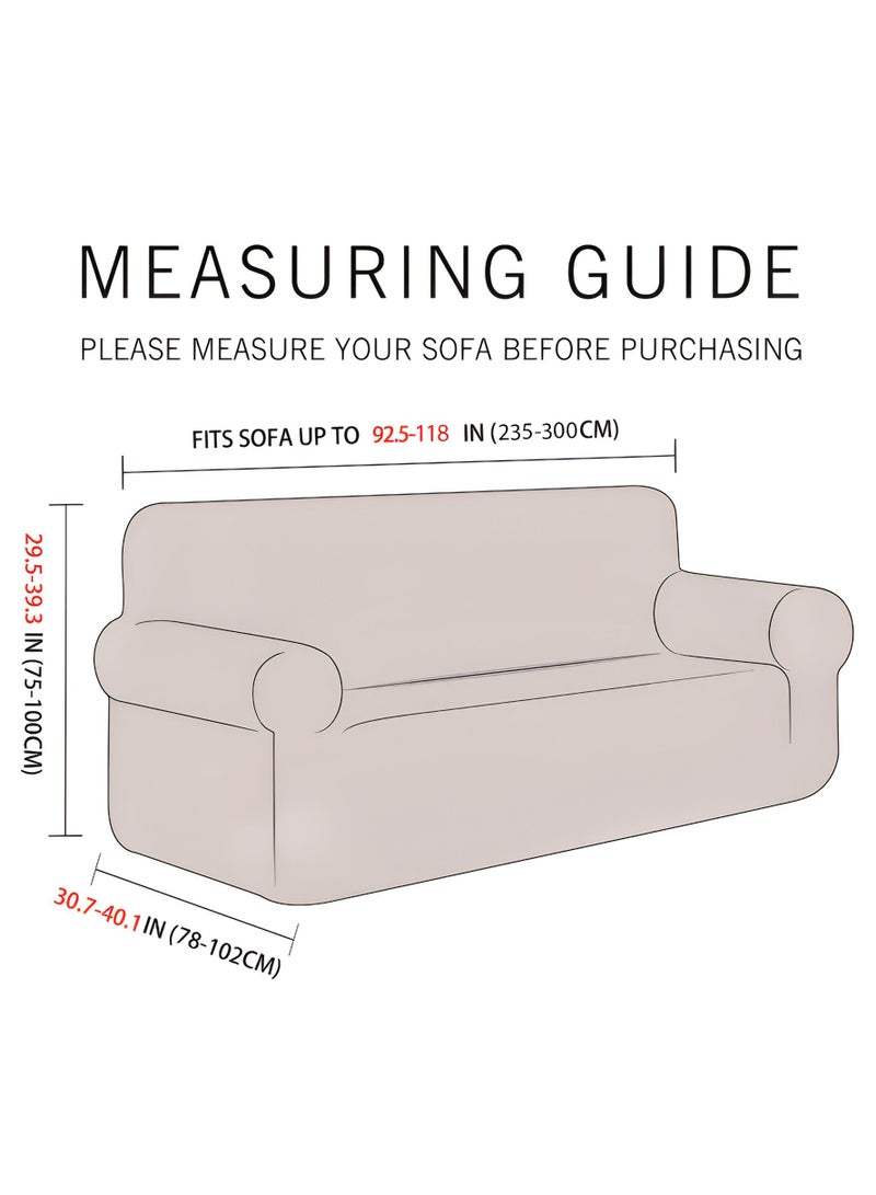 Fabienne Stretch Fit 4-Seater Sofa Cover Soft Brushed Fabric Couch Cover Exquisitely Full Coverage Furniture Protector Slipcover Four Seater Fits on Standard and Recliner Sofa 235-300cm Size Grey - Image 4