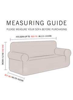 Fabienne Stretch Fit 4-Seater Sofa Cover Soft Brushed Fabric Couch Cover Exquisitely Full Coverage Furniture Protector Slipcover Four Seater Fits on Standard and Recliner Sofa 235-300cm Size Grey  - Image 3