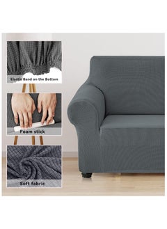 Fabienne Stretch Fit 4-Seater Sofa Cover Soft Brushed Fabric Couch Cover Exquisitely Full Coverage Furniture Protector Slipcover Four Seater Fits on Standard and Recliner Sofa 235-300cm Size Grey  - Image 4