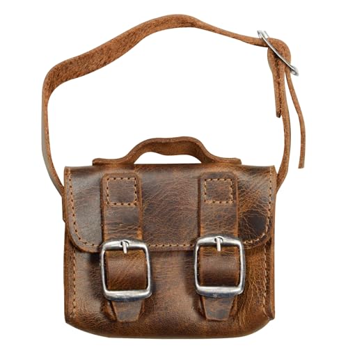 Hide & Drink, Mini Messenger Bag Handmade from Full Grain Leather - Bourbon Brown - Image 1