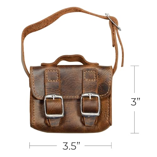Hide & Drink, Mini Messenger Bag Handmade from Full Grain Leather - Bourbon Brown - Image 5