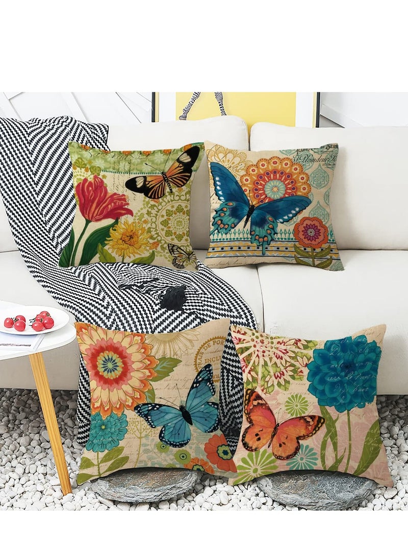 SYOSI Throw Pillow Covers, 18x18 inch, Farmhouse Throw Pillow Covers, Decorative Pillow Covers, Square Pillowcase for Bed Sofa Chair Car Bedroom Home Boho Farmhouse Decor Set of 4  - Image 2