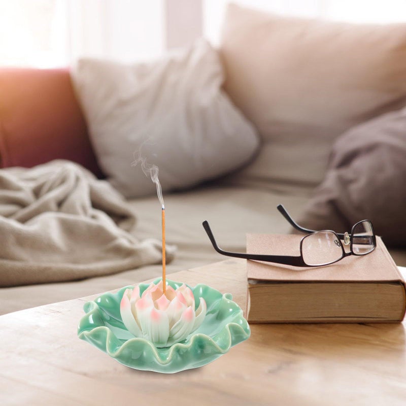 Ceramic Lotus Incense Burner Stick Holder for Home Meditation Yoga Spa - Image 5