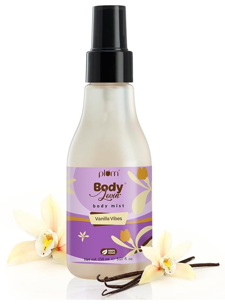 Plum BodyLovin' Vanilla Vibes Body Mist | Long Lasting Vanilla Fragrance for Women with Warm & Cozy Vanila Scent | High On Fun | Travel Friendly Perfume Body Spray | 150ml  - Image 1