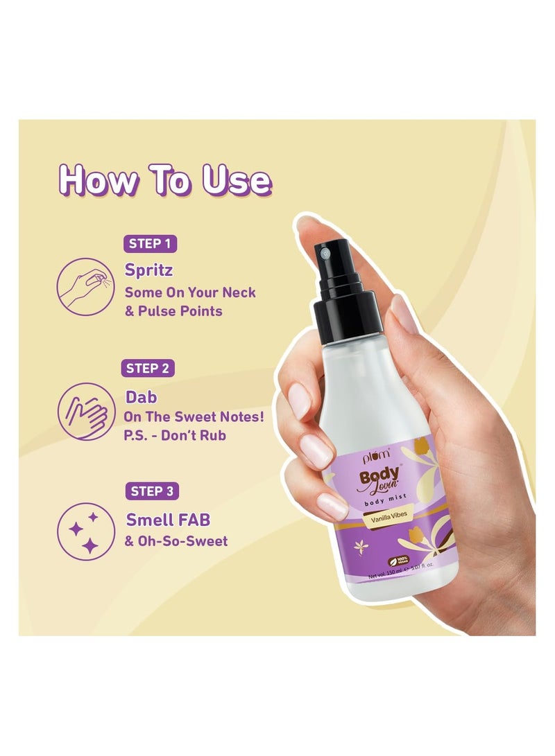 Plum BodyLovin' Vanilla Vibes Body Mist | Long Lasting Vanilla Fragrance for Women with Warm & Cozy Vanila Scent | High On Fun | Travel Friendly Perfume Body Spray | 150ml  - Image 4