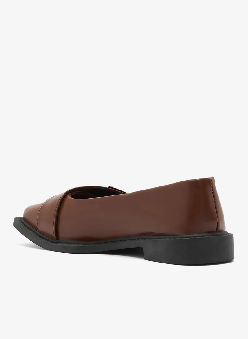 ELLA Strap Detail Loafers With Gold Detail