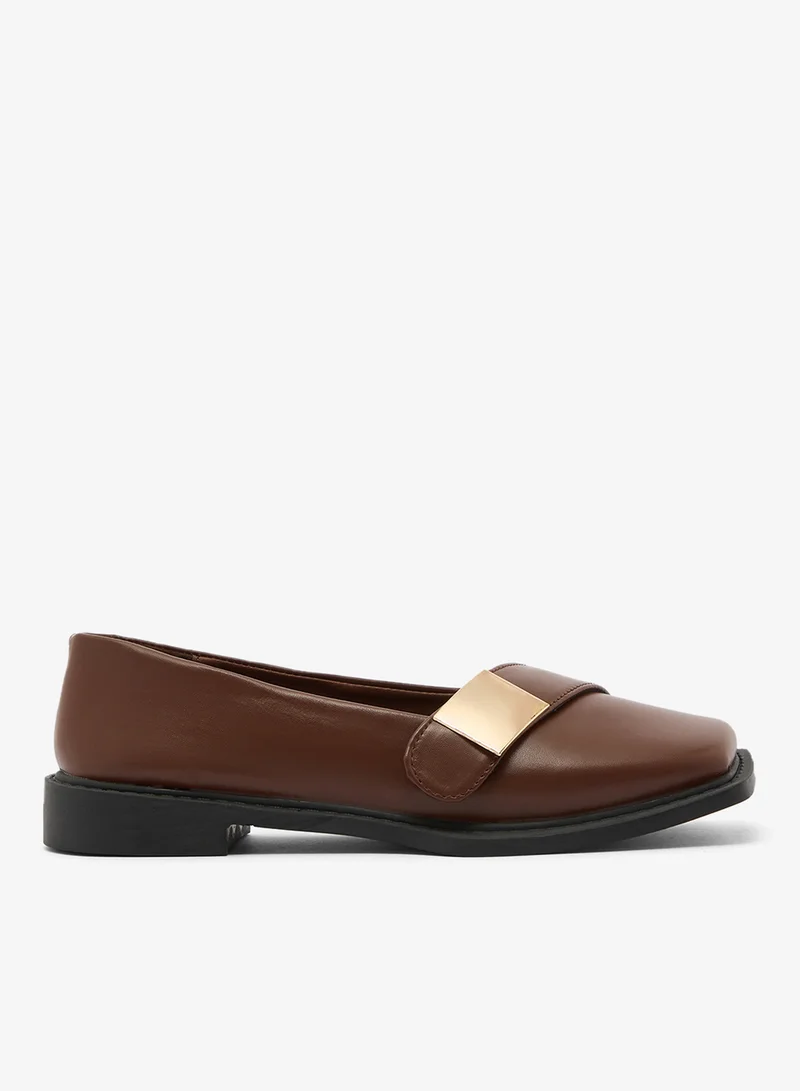 ELLA Strap Detail Loafers With Gold Detail