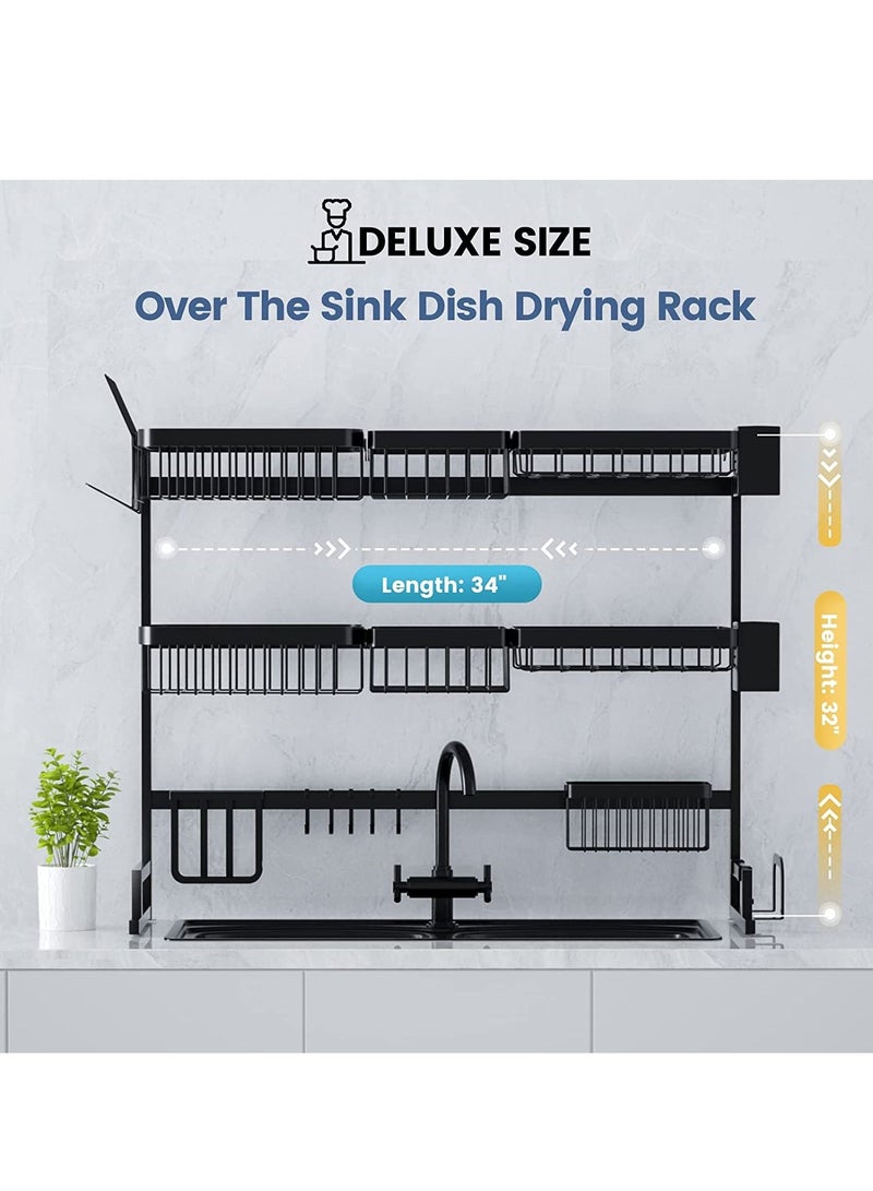 DubaiGallery 3 Layer Stainless Steel Kitchen Rack Dish Organizer Drying Rack Above Sink Drain Rack Kitchen Storage Countertop Utensil Holder - Image 4