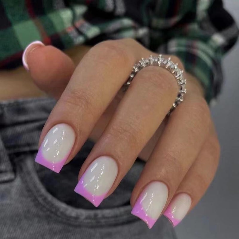 CTTHNBD 6 Packs (144 Pcs) Press on Nails Square, French Tip Press on Nails Short, Medium - Fake Nails Kit for Women 12 Sizes - 6 Styles - Image 4