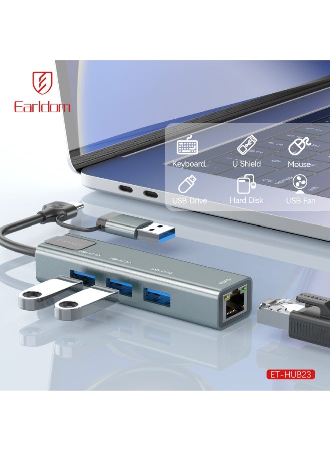 Earldom ET-HUB23 USB-A, USB-C HUB USB TO RJ45 LAN - Image 2