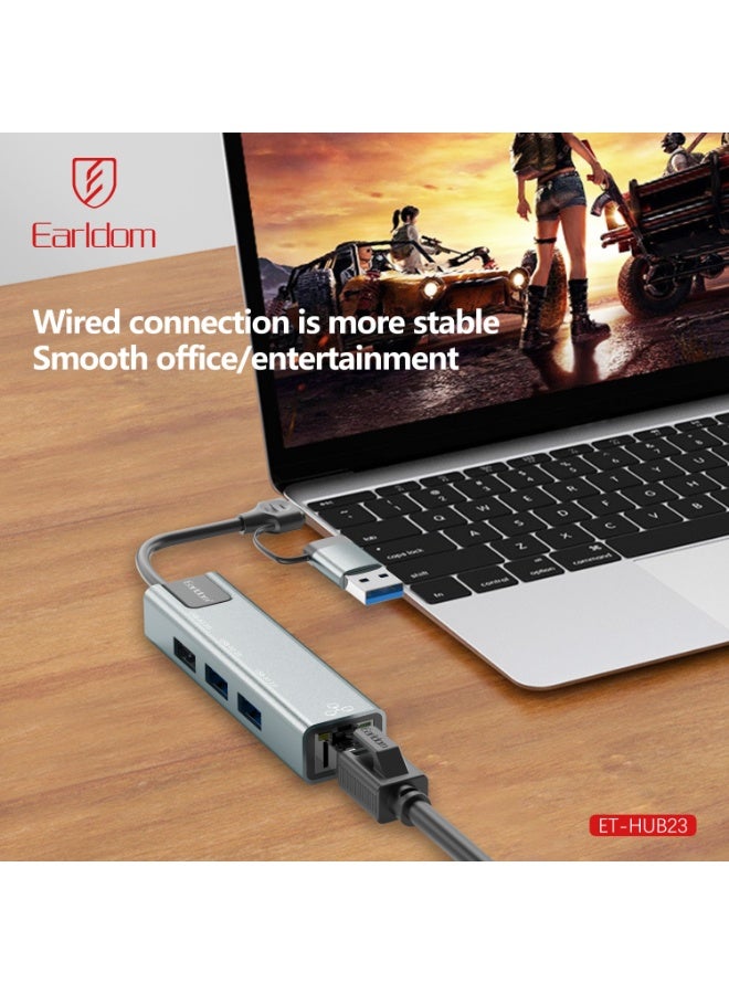 Earldom ET-HUB23 USB-A, USB-C HUB USB TO RJ45 LAN - Image 4
