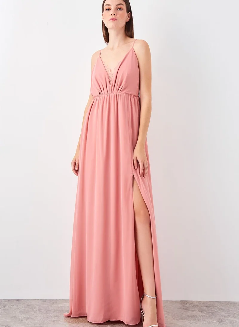 trendyol Front Split Pleated Dress