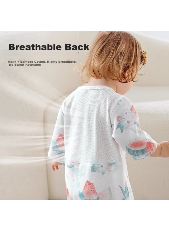 Beptides Beipes Baby Clothes Summer Thin Jumpsuit Baby Back Mesh Breathable Seven-point Sleeve Air-conditioning Pajamas - Image 3