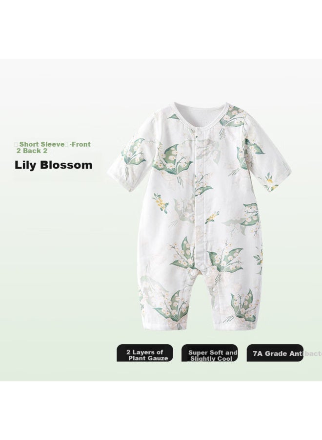 Beptides Beipes Baby Clothes Summer Thin Jumpsuit Baby Back Mesh Breathable Seven-point Sleeve Air-conditioning Pajamas - Image 1