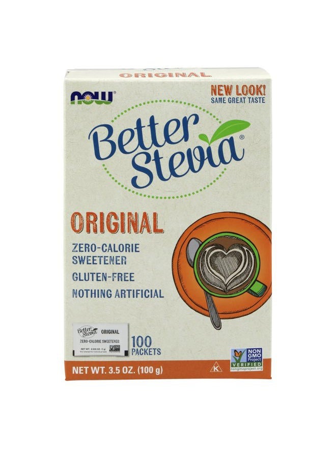 Now Foods Betterstevia 100 Packets. Original Zero Calorie Sweetener, Gluten-free, Nothing Artificial. - Image 1