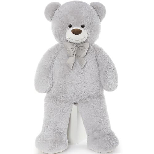 Tezituor Big Teddy Bear 47 Inches Soft Giant Stuffed Animal Life Size 4 Feet Plush Bear Toy Valentines Christmas Birthday Gift for Girlfriend KidsGrey - Image 1
