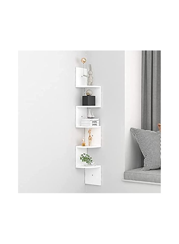 WADI ZAMZAM CARPENTRY CORNER WALL SHELF 5 TIER ZIGZAG MELAMINE FINISH HEAVY DUTY - Image 1