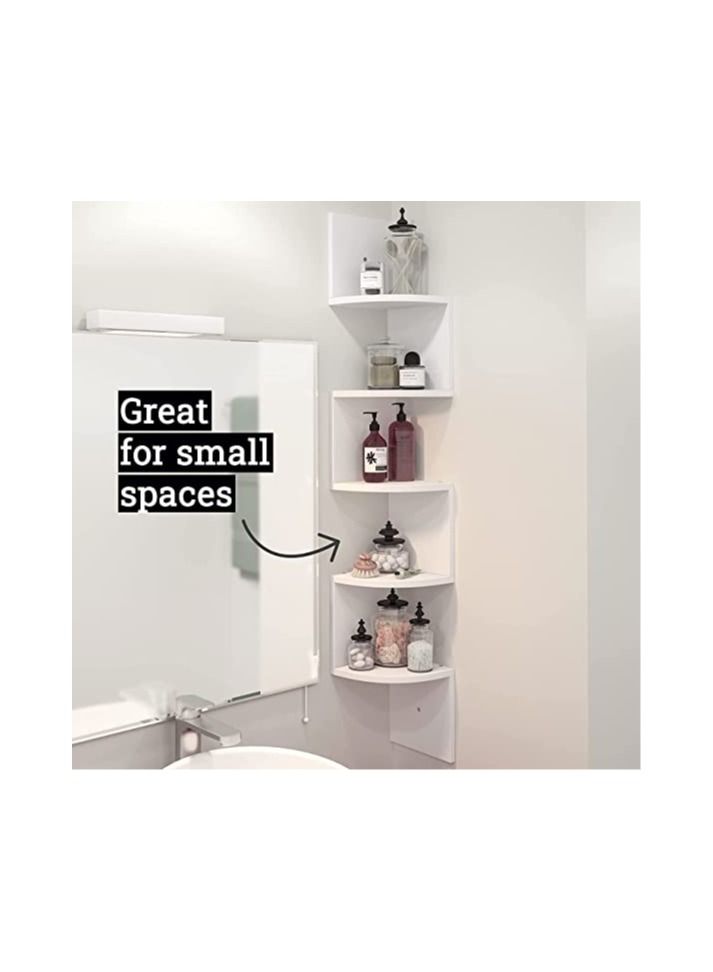 WADI ZAMZAM CARPENTRY CORNER WALL SHELF 5 TIER ZIGZAG MELAMINE FINISH HEAVY DUTY - Image 2