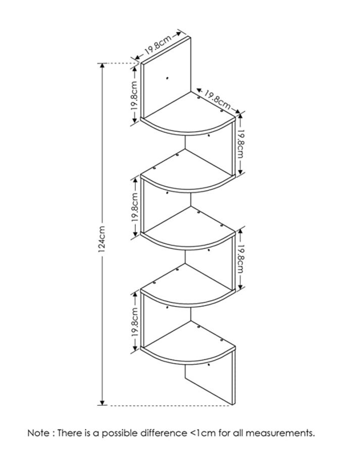 WADI ZAMZAM CARPENTRY CORNER WALL SHELF 5 TIER ZIGZAG MELAMINE FINISH HEAVY DUTY - Image 4