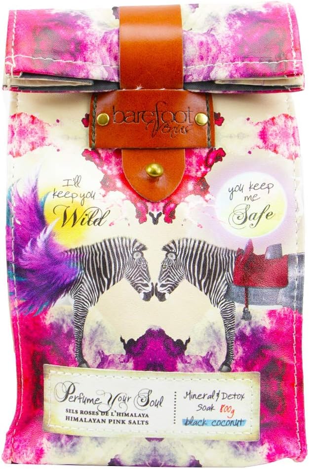 Barefoot Venus ملح الهيمالايا الوردي المعدني لنقع الحمام المنعش بجوز الهند الأسود 800 جرام