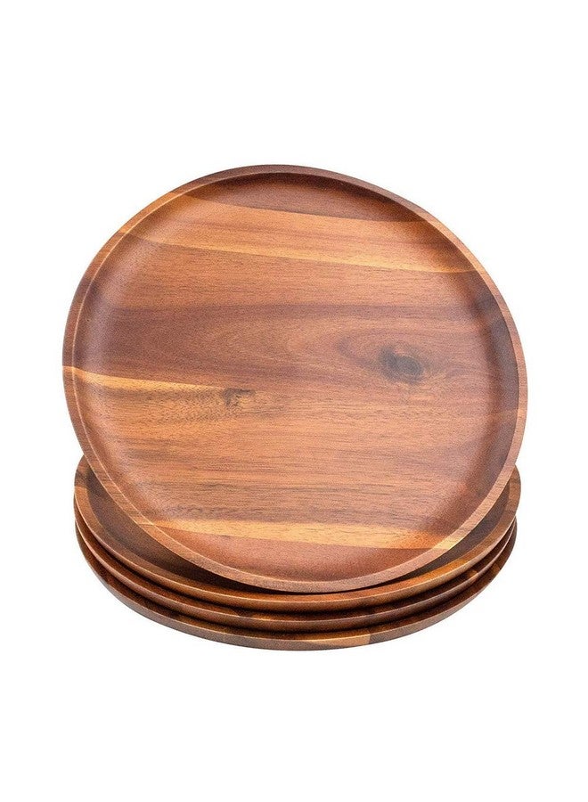 AIDEA Acacia Wood Dinner Plates, 11Inch Round Wood Plates Set of 4, Easy Cleaning & Lightweight for Dishes Snack, Dessert, Unbreakable Classic Plate - Image 1