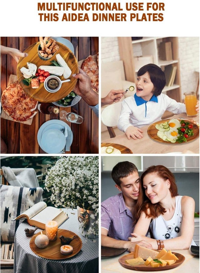 AIDEA Acacia Wood Dinner Plates, 11Inch Round Wood Plates Set of 4, Easy Cleaning & Lightweight for Dishes Snack, Dessert, Unbreakable Classic Plate - Image 4