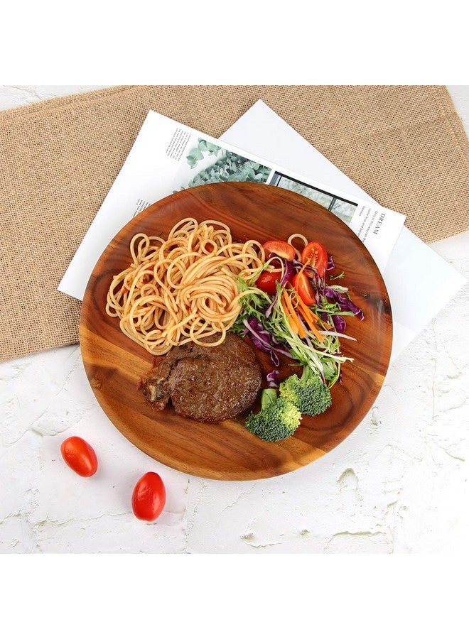 AIDEA Acacia Wood Dinner Plates, 11Inch Round Wood Plates Set of 4, Easy Cleaning & Lightweight for Dishes Snack, Dessert, Unbreakable Classic Plate - Image 2