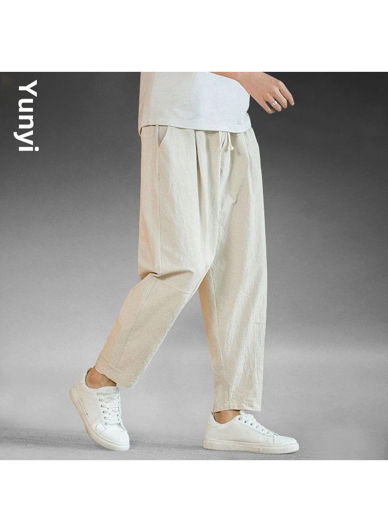 Generic - Summer Linen Cropped Pants Casual Loose Navy blue - Image 1