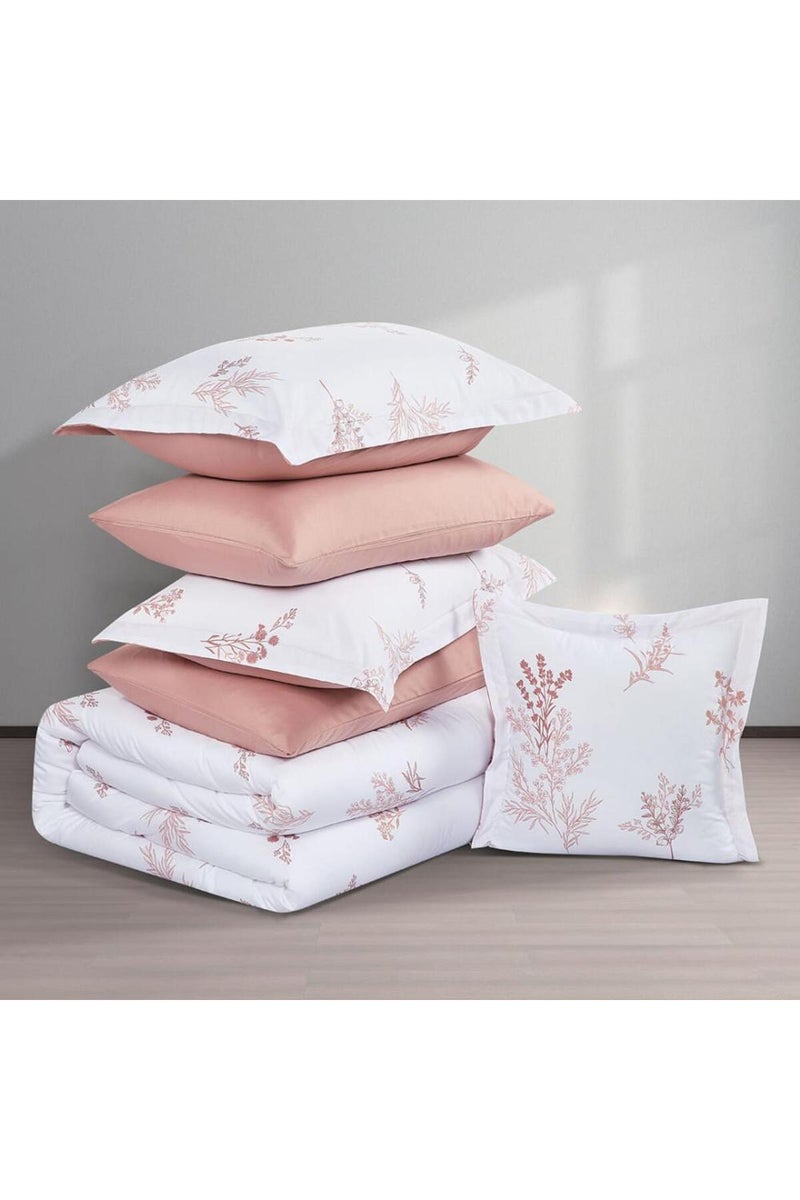 ميلين طقم مفرش سرير صيفي مزدوج وجهين 7 قطع – يناسب سرير بمقاس 200x200 – أوركا - أبيض - بيج - Image 5