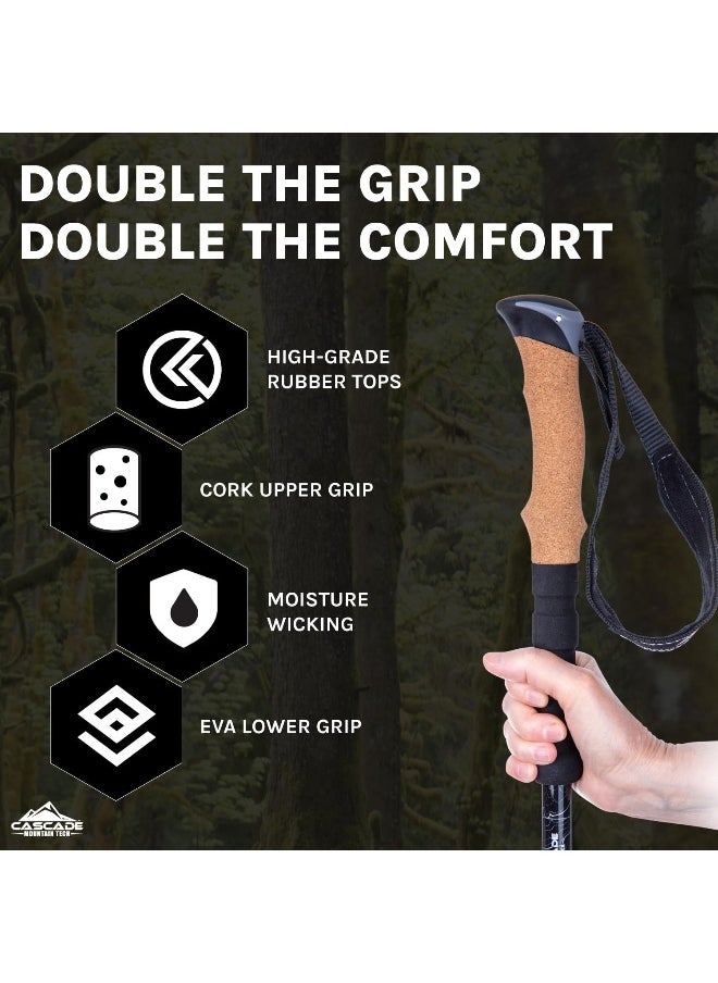 Cascade Mountain Tech Cascade Mountain Tech Aluminum Adjustable Trekking Poles - Lightweight Quick Lock Walking Or Hiking Stick - 1 Set (2 Poles)  - Image 5