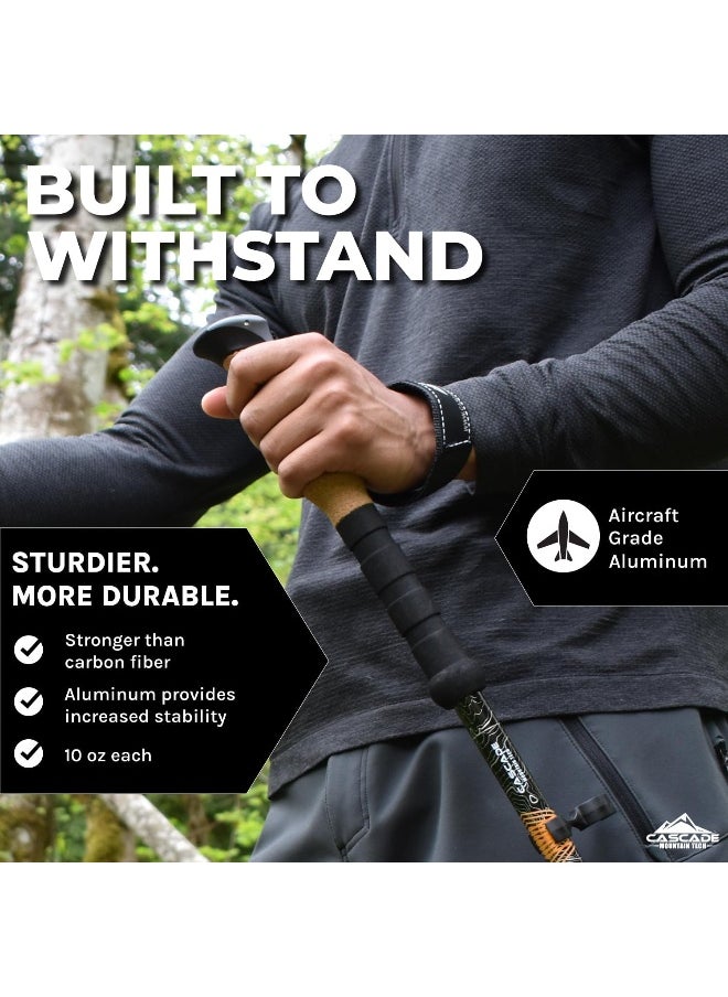 Cascade Mountain Tech Cascade Mountain Tech Aluminum Adjustable Trekking Poles - Lightweight Quick Lock Walking Or Hiking Stick - 1 Set (2 Poles)  - Image 3